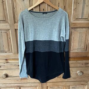 Smartwool Small Colorblock Sweater Crewneck Knit Black Gray‎ Wool Blend